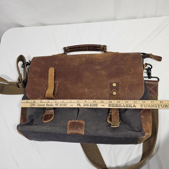 Wowbox Leather Detachable Strap Buckle Messenger Laptop Work School Bag - Picture 13 of 14